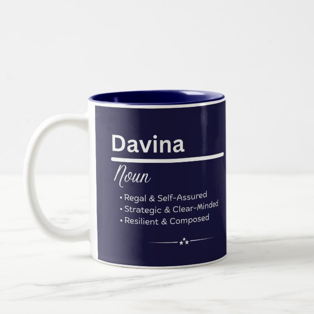 Davina Personalized Girl Name Meaning Coffee Mug (Left)