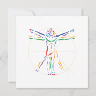 DaVinci Anatomy Man in Chakra Colours Invitation