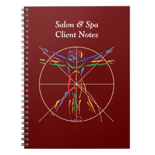 DaVinci Anatomy Man in Chakra Colours Spiral Notebook
