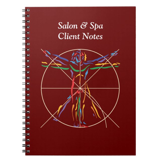 DaVinci Anatomy Man in Chakra Colours Spiral Notebook (Front)