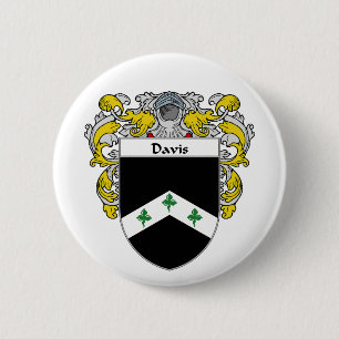 Davis Coat of Arms (Mantled) 6 Cm Round Badge