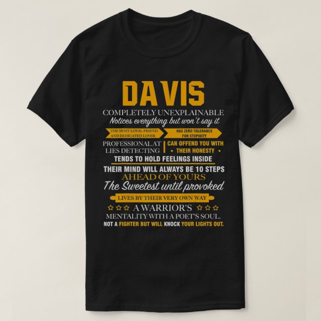 DAVIS completely unexplainable name  fathers day  T-Shirt (Design Front)