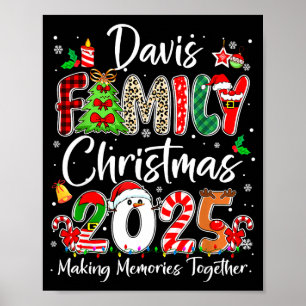 Davis Family Christmas 2025 Matching Pjs Xmas Squa Poster