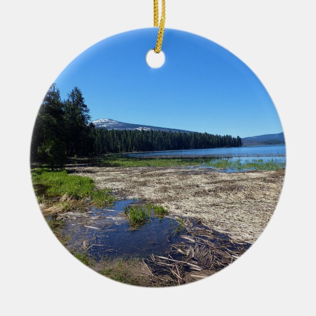 Davis Lake, OR Ceramic Tree Decoration (Front)