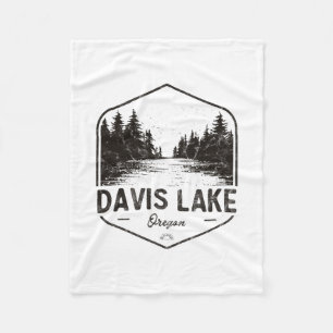 Davis Lake Oregon Outdoors Vintage  Fleece Blanket