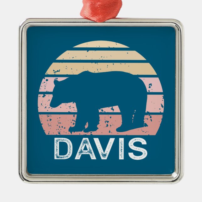 Davis West Virginia Retro Bear Metal Tree Decoration (Front)