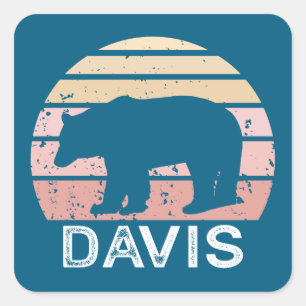 Davis West Virginia Retro Bear Square Sticker