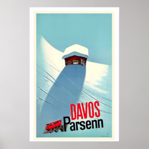 Davos Parsenn Switzerland Vintage Ski Poster