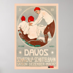 Davos Schatzalp-Schlittelbahn Switzerland Vintage Poster