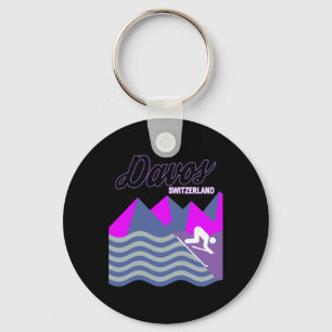 Davos Swiss Alps Switzerland Ski Resort Snowboardi Key Ring