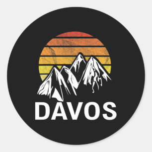 Davos Swiss Switzerland Ski Resort Snowboarding Classic Round Sticker