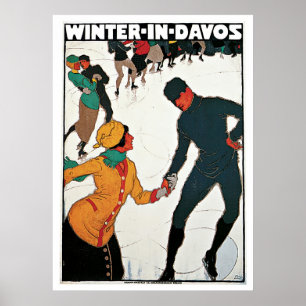 Davos, Switzerland Ski Winter Vintage Travel Poster