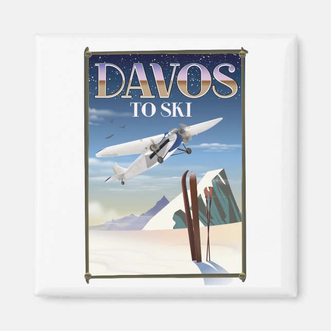 Davos Switzerland travel poster Magnet (Front)
