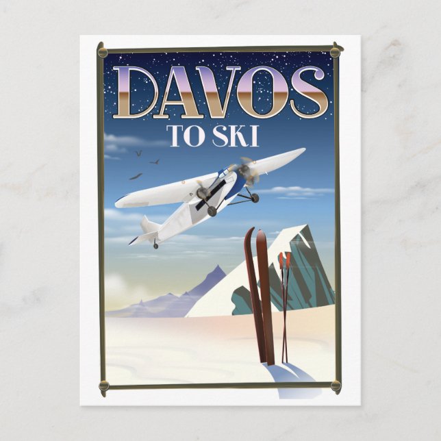 Davos Switzerland travel poster Postcard (Front)