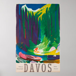 Davos Switzerland Vintage Travel Poster
