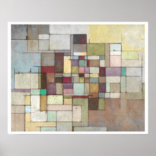 Dawn Beach Lattice Abstract Painting Poster