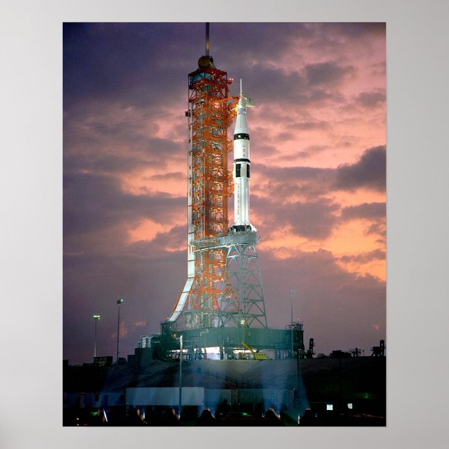 Dawn breaks behind ASTP Saturn IB CDDT Poster (Front)