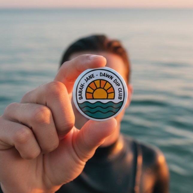Dawn Dip Club – Sunrise Wild Swimmer Design 6 Cm Round Badge (Creator Uploaded)