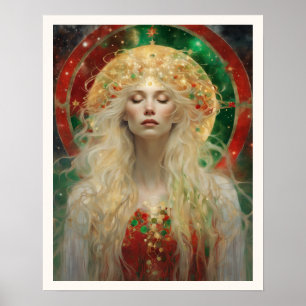 Dawn Dreaming of Christmas Art Nuevo Woman Poster