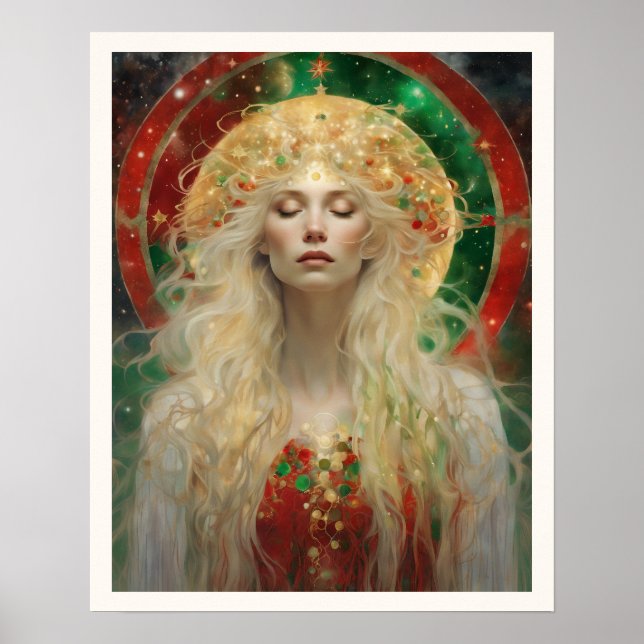Dawn Dreaming of Christmas Art Nuevo Woman Poster (Front)