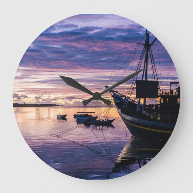 Dawn in Micronesia Large Clock (Front)