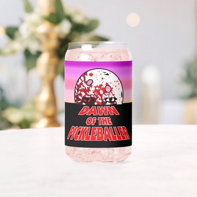 Dawn of the Pickleballer Halloween Horror Zombie Can Glass (Insitu (Wedding))