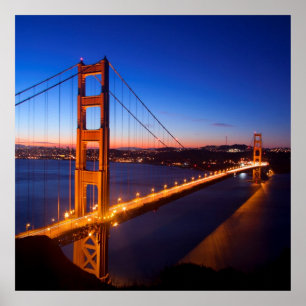 Dawn over San Francisco and Golden Gate Bridge. Poster