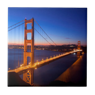 Dawn over San Francisco and Golden Gate Bridge. Tile