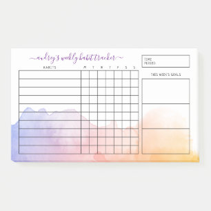 Dawn Watercolor Wash Weekly Habit Tracker Post-it Notes