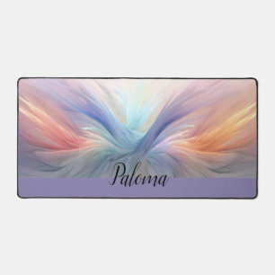 Dawn's Embrace: Radiant Pastel Feather Desk Mat