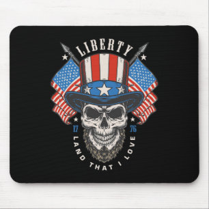 Day 4th July Usa Flag America Liberty Skull Mouse Pad