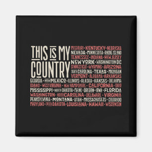 Day 4th July Usa Flag America State Map Names 1 Magnet