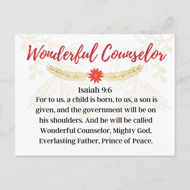 Day 9. Names Of Jesus | Wonderful Counsellor Adven Postcard (Back)