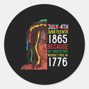 Day Ancestors Free 1776 July 4th Black African Classic Round Sticker