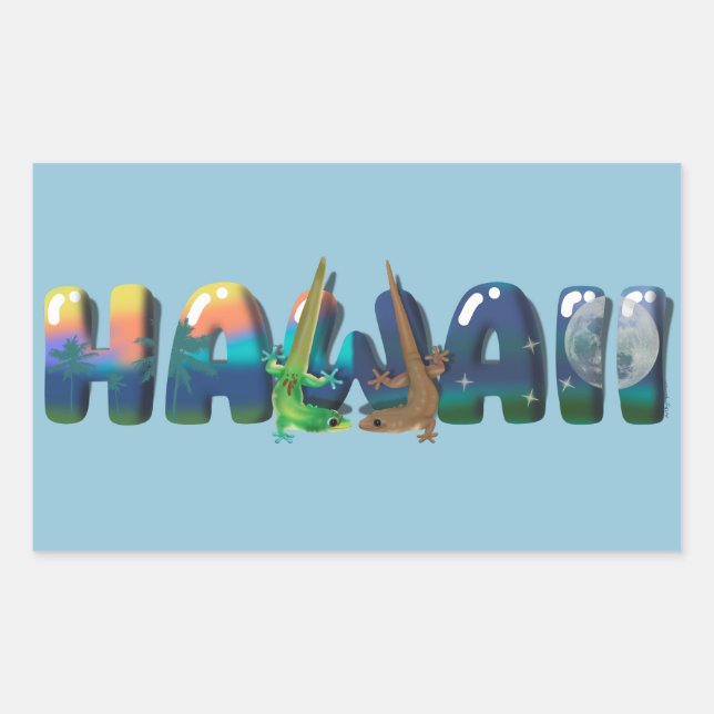 DAY AND NIGHT HAWAII GECKOS  RECTANGULAR STICKER (Front)
