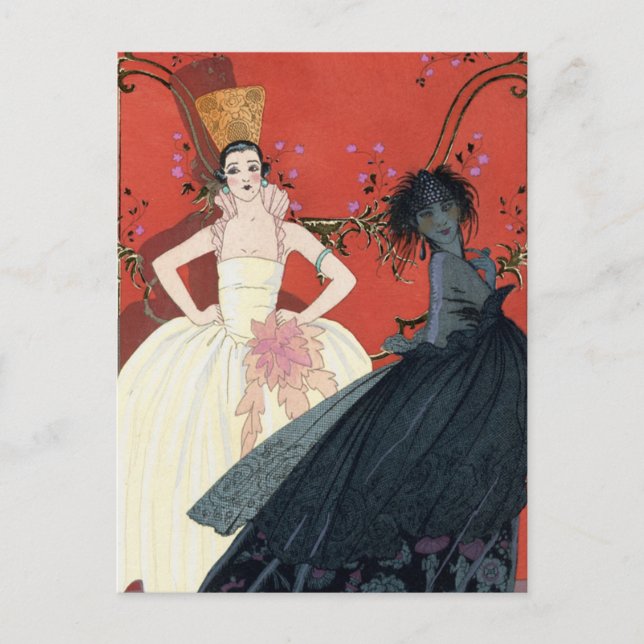 Day and Night in Paris Art Deco Postcard (Front)