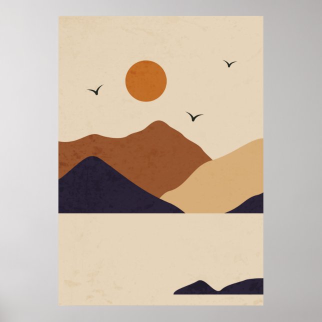 Day and night mountain landscape poster (Front)