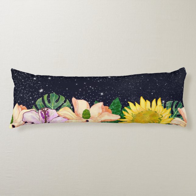 Day and Night Watercolor Garden Body Cushion (Front)