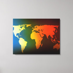 Day and night world map canvas print