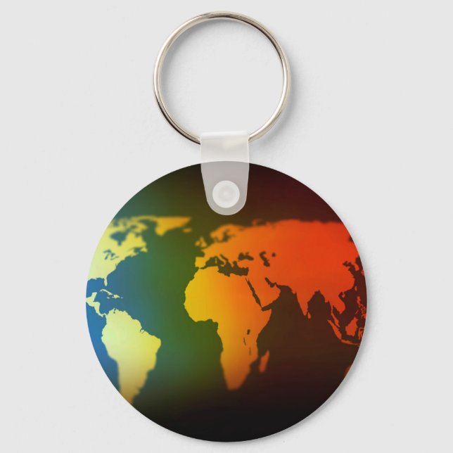 Day and night world map key ring (Front)
