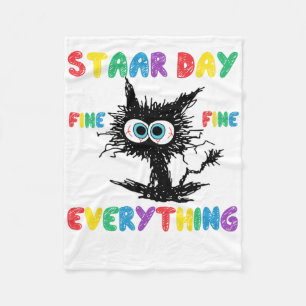 Day Black Cat Teacher Student Kids Staar Testing D Fleece Blanket