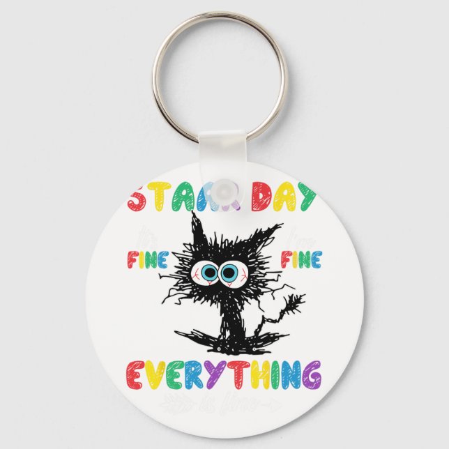 Day Black Cat Teacher Student Kids Staar Testing D Key Ring (Front)
