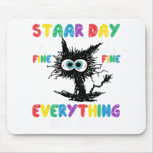 Day Black Cat Teacher Student Kids Staar Testing D Mouse Pad