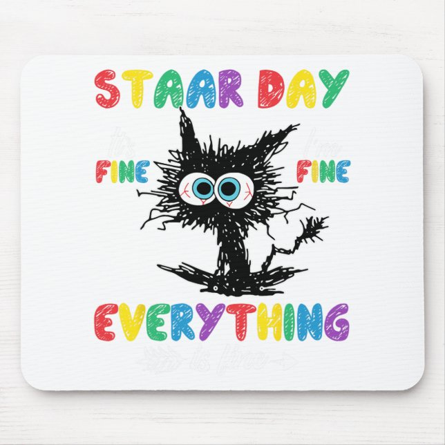 Day Black Cat Teacher Student Kids Staar Testing D Mouse Pad (Front)