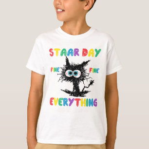 Day Black Cat Teacher Student Kids Staar Testing D T-Shirt