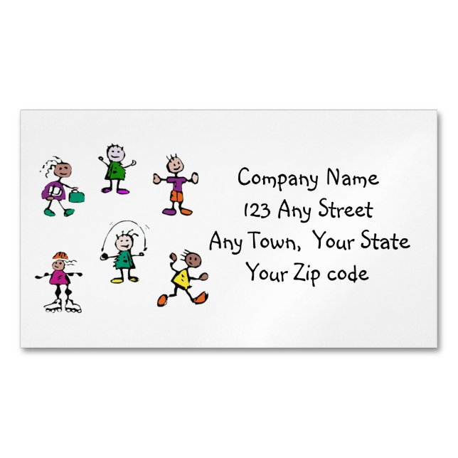 day care,child care, teacher or babysitting white magnetic business card (Front)