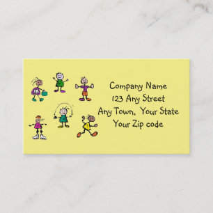day care,child care, teacher or babysitting yellow business card