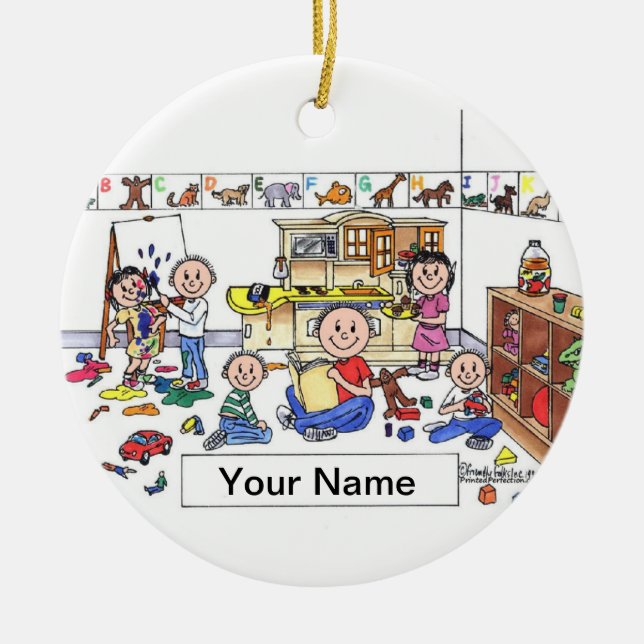 Day Care Worker - Male Ceramic Tree Decoration (Front)