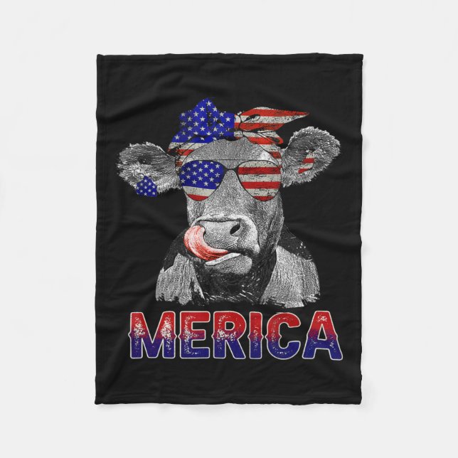 Day Cow Merica 4th Of July Cows Lovers  Fleece Blanket (Front)