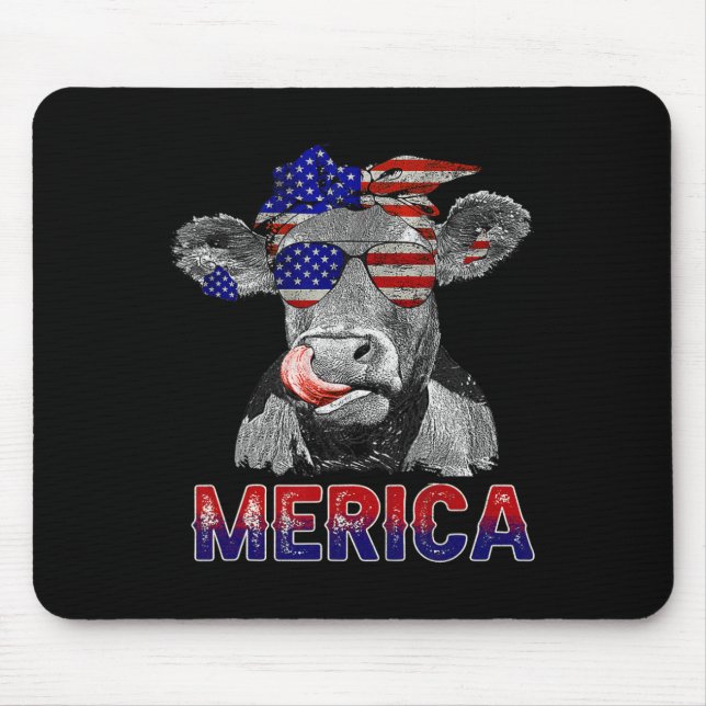 Day Cow Merica 4th Of July Cows Lovers  Mouse Pad (Front)